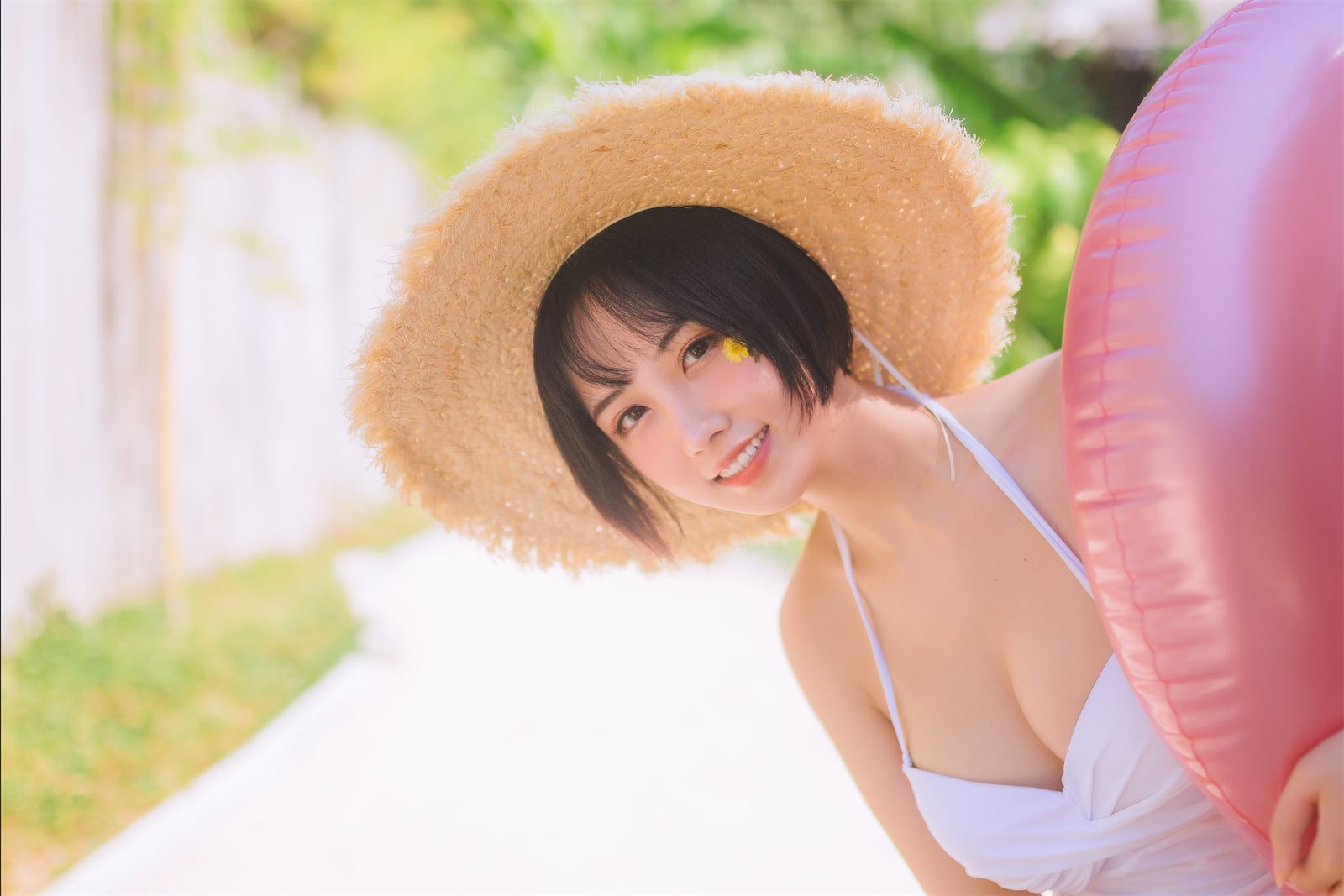 念雪ww 白色泳衣粉色泳衣